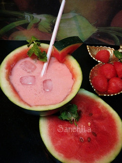 A picture of तरबूज पुदीने की लस्सी (Tarbuj pudina ki lassi recipe in Hindi).