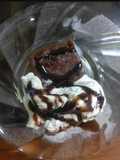 Biscuit brownie with chocolate sauce