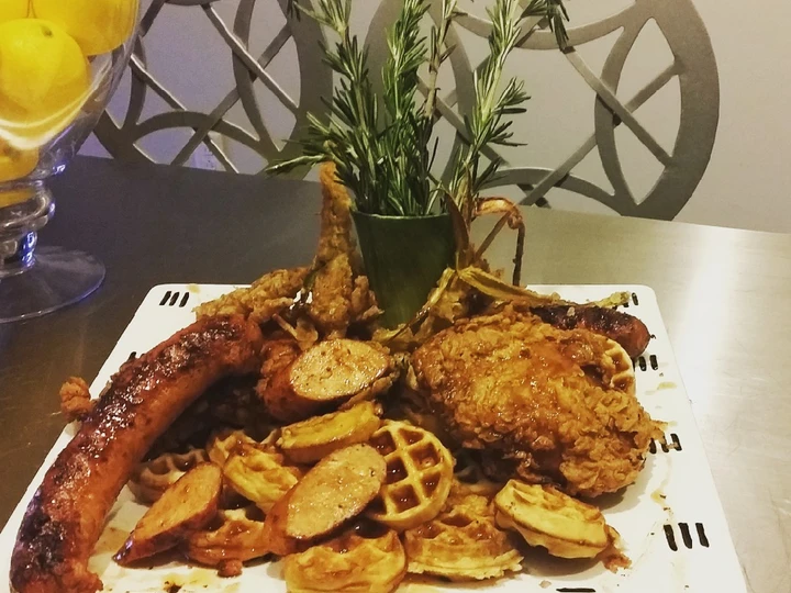 Recipe BIANCO MEATS - Cajun Fried Chicken an Andouille Sausage &Waffles the Awesome  You can take Joss in your mouth