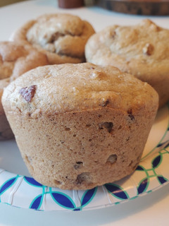 A picture of Paleo / Keto Pecan Stuffed Muffins. Sugar, grain and dairy free.