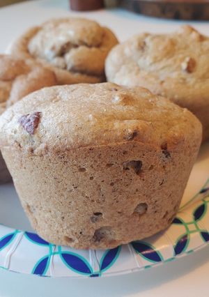 A picture of Paleo / Keto Pecan Stuffed Muffins. Sugar, grain and dairy free.