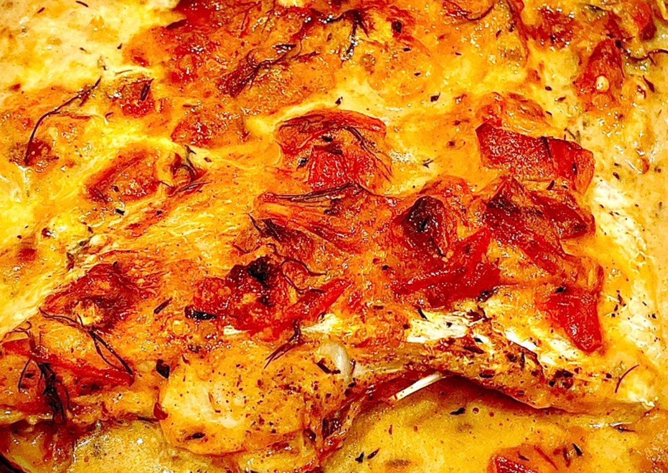 Baked Red Snapper in Dill, Tomato and Coconut Milk