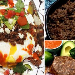 A picture of Huevos Rancheros with Wagyu Beef Chorizo.