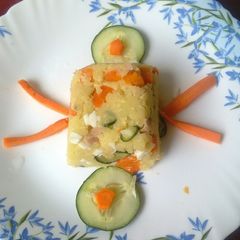 A picture of Japanese potato salad a.k.a japanese mukimo.