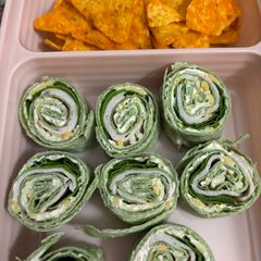 A picture of Cajun turkey pinwheels.