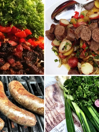 Simple Way Prepare Recipe Roasted Potato Salad with Wagyu Bacon &amp; Grilled Wagyu Bratwurst that is Delicious, Appealing}