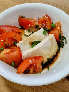 A picture of Chilled Silken Tofu and Tomato Salad - Low Carb Vegan.