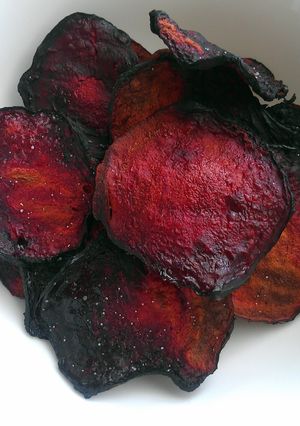 A picture of Vickys Beetroot Crisps, Gluten, Dairy, Egg, Soy & Nut-Free.