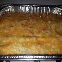 A picture of Navarros sour cream chicken enchiladas.