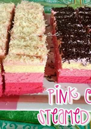 Foto resep Pink Ombre Steamed Cake