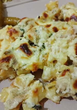صورة لوصفة غراتان بالدجاج و صلصة الجبن 🥔🍗🧀