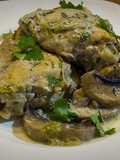Pollo con puerros y champiñones