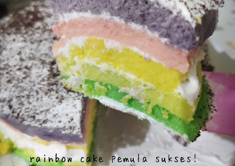 Resep Rainbow cake pemula sukses! Anti Gagal