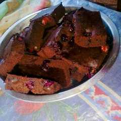 A picture of Brownie con arándanos o solo.