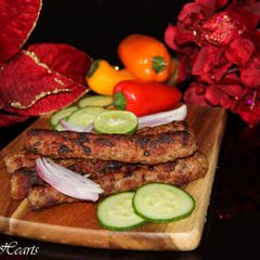A picture of Seekh Kebabs / Pakistani Style Spicy Grilled Ground Meat Skewers.