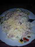 Fideos con salsa carbonara a mi estilo