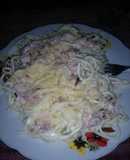 Fideos con salsa carbonara a mi estilo
