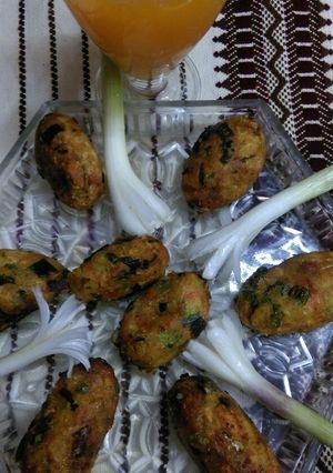 A picture of Sweet potato and spring onion kebabs.