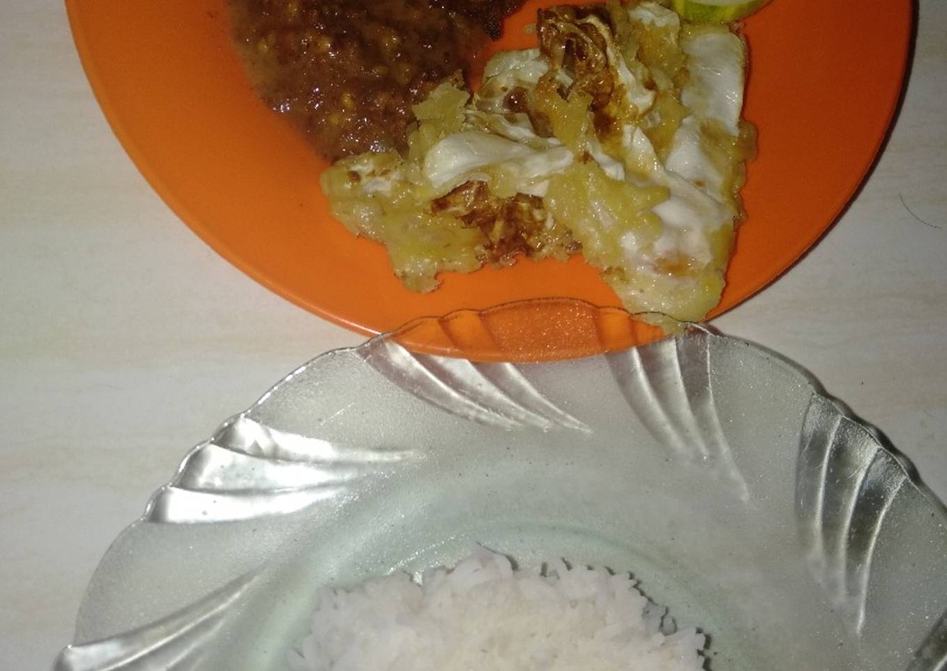 Nasi pecel ayam goreng