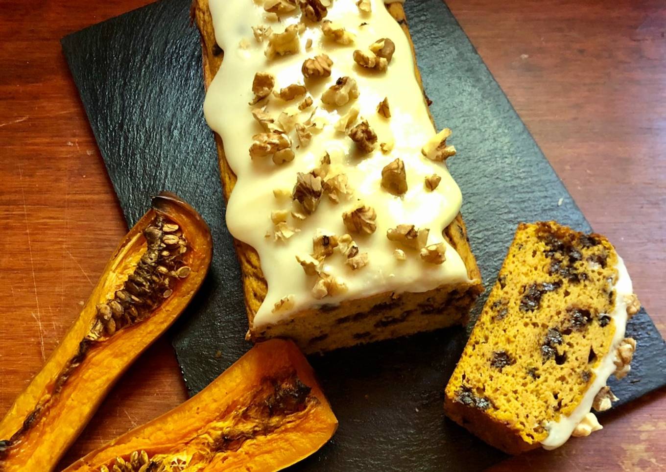 Bizcocho de calabaza asada 🎃 y chips de chocolate