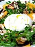 Ensalada con burrata y caqui persimón
