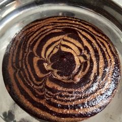 A picture of Eggless zebra cake.