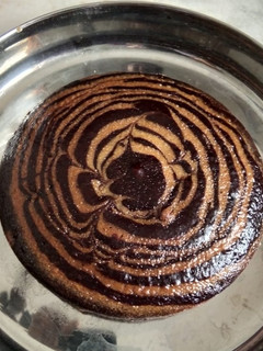 A picture of Eggless zebra cake.