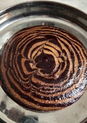 A picture of Eggless zebra cake.