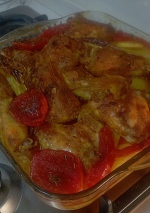 صورة لوصفة صينية دجاج بالخضر في الفرن 🥘✨