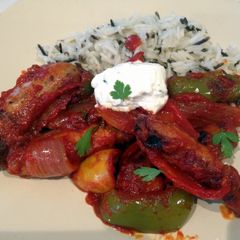A picture of Summer Sausage And Pepper Casserole.