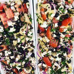 A picture of Italian Market Salad 🥗 with lemon 🍋 vinaigrette!!!!.
