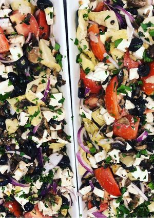 A picture of Italian Market Salad 🥗 with lemon 🍋 vinaigrette!!!!.