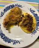 Cosce di coniglio arrosto con polenta