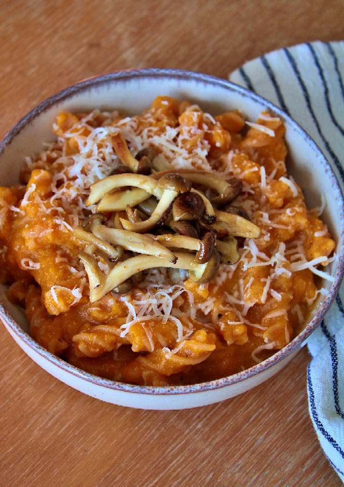 Una foto de Pasta con salsa de calabaza