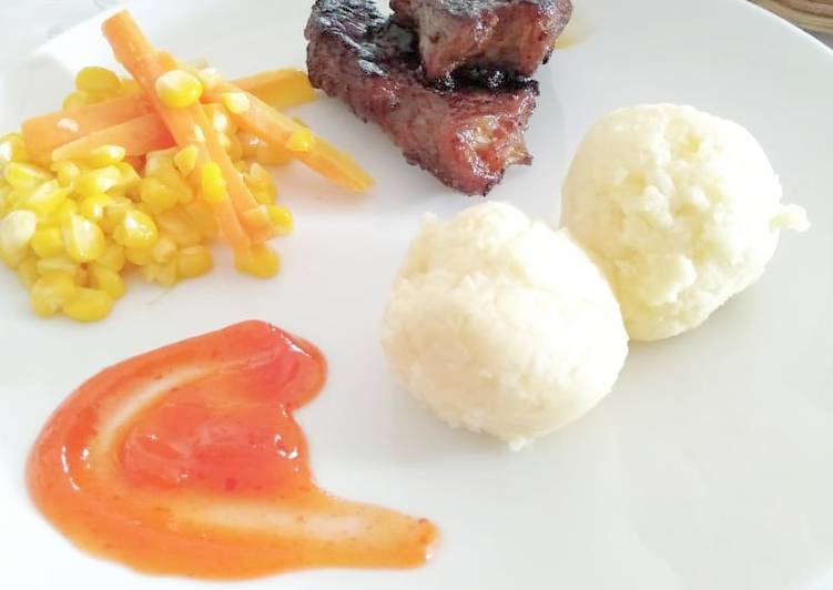 Simple Beef Steak and Mashed Potato