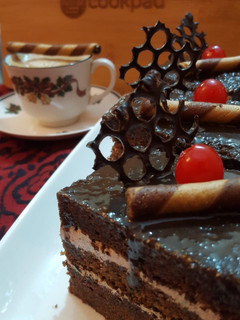 A picture of Chocolate Pastry with Ceremal/ Chocolate Ganache Frosting.