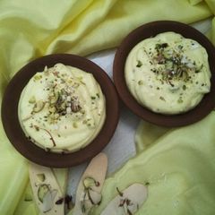Kesar pista Shrikhand A picture of Kesar pista Shrikhand.