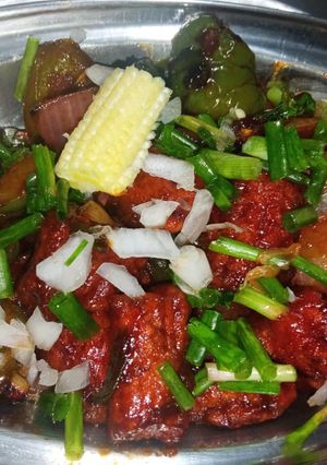 A picture of Baby corn 🌽 manchurian 😍.