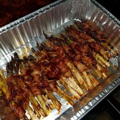 A picture of BBQ Bacon Wrapped Asparagus Spears.