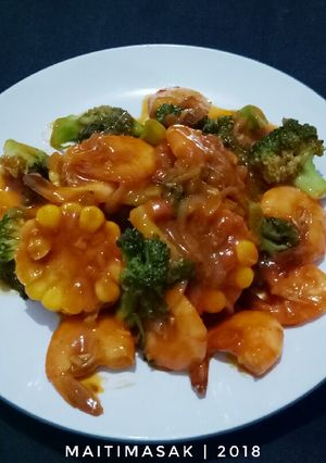 Foto resep Udang Brokoli Jagung Saos Asam Manis #RabuBaru