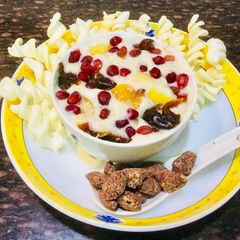 A picture of Fruits and Yogurt  Pasta.