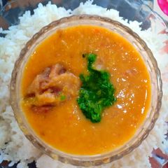 Daal with simple rice A picture of Daal with simple rice.