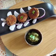 A picture of Rajma and Sattu Shami Kebab.