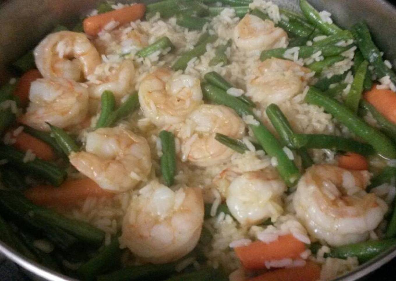 Shrimp and green beans risotto 