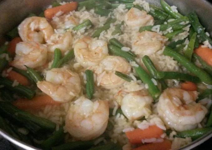 Shrimp and green beans risotto