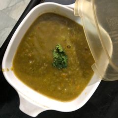 A picture of Pumpkin and Spinach soup.