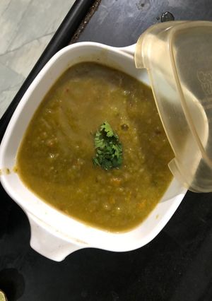 A picture of Pumpkin and Spinach soup.