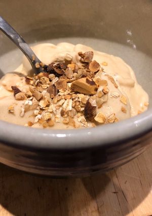 A picture of Banana ice cream with pea protein.