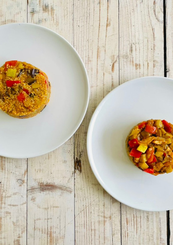 Una foto de Timbal de pisto con quinoa