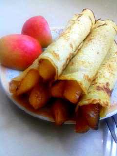 A picture of Caramelized Apple Stuffed Crepes.